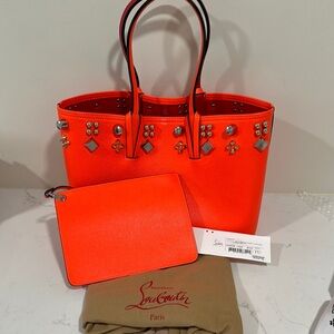 Christian Louboutin Sangria empire spikes Cabata Tote new